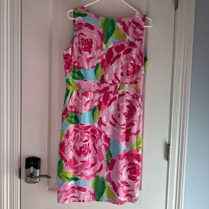 Lily pulitzer floral dress pink blue sleeveless